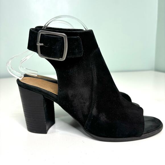 Vionic Blakely Black Leather Peep Toe Ankle Strap Mule Bootie 9.5 - Picture 3 of 10